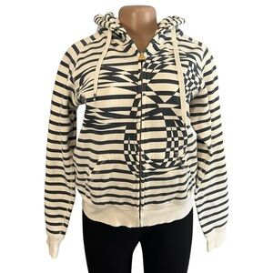 TNA Aritzia Navy Blue and White Striped Jacket
